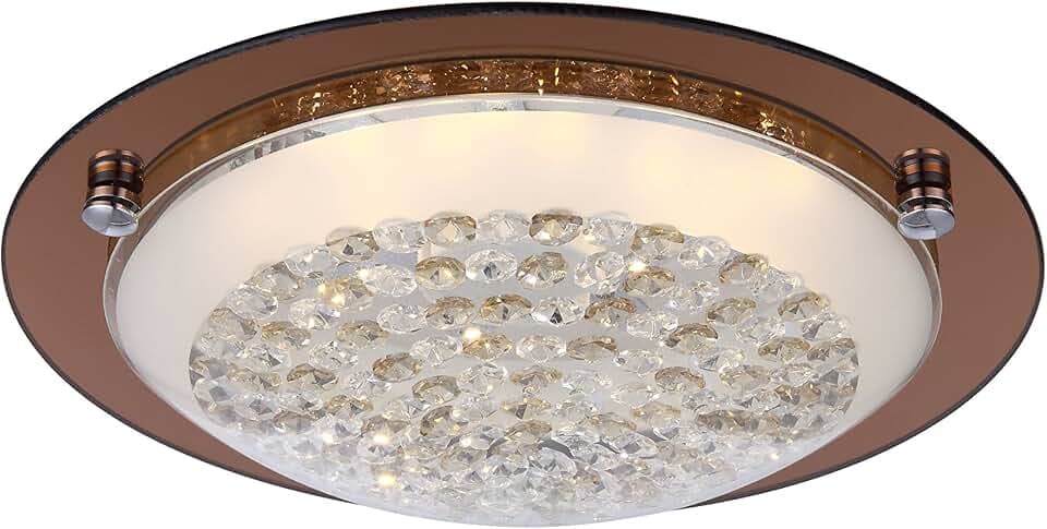 LED Deckenleuchte TABASCO 12 Watt Spiegelrand Glas K5 Kristalle opal rund amber