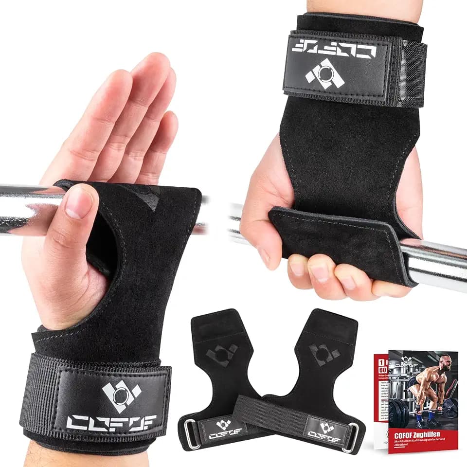 COFOF Zughilfen Leder, Lifting Straps für Bodybuilding, Gewichtheben