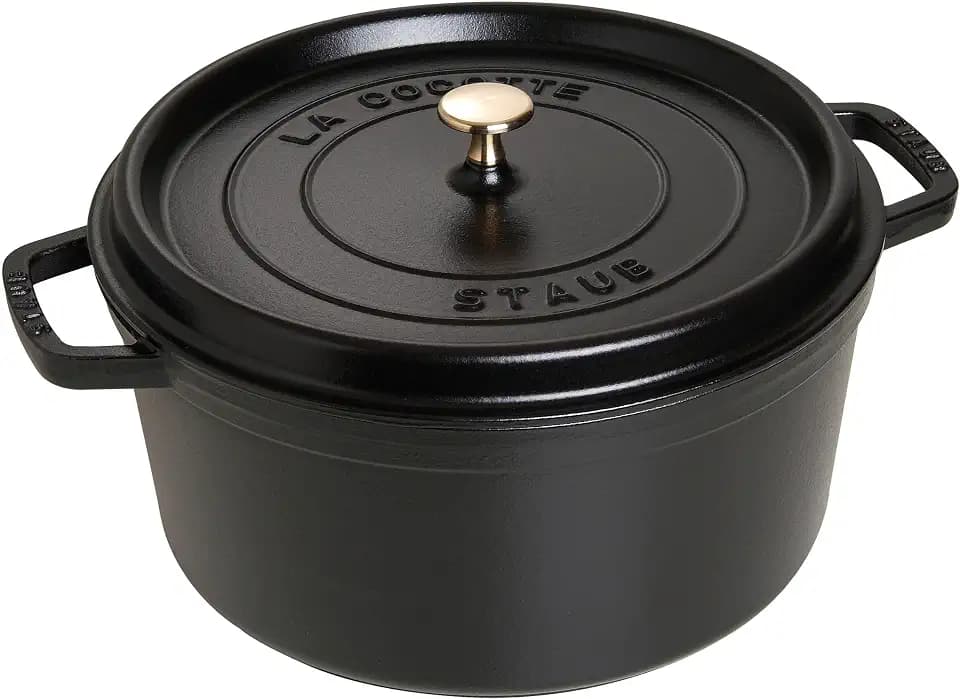 STAUB Cocotte, Gusseisen Bräter mit Deckel, 30 cm, 8,35 L, Rund, Alle Herdarten inkl Induktion, Made in France, Schwarz