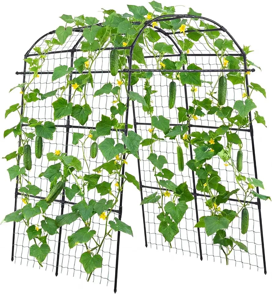 VEVOR Cucumber Trellis, 83 inch Tall Garden Arch Trellis, U-Shape Garden Trellises for Raised Bed, Metal Arch Outdoor Climbing Plants Support for Vine, Peas, Beans, Zucchini, Tomato, Squash, Flowers
