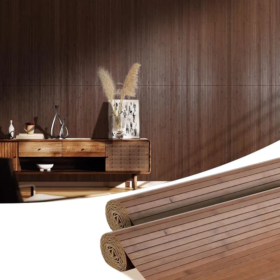 OUZUGIE 2 Pack 96x48 Inch Natural Bamboo Wall Panel