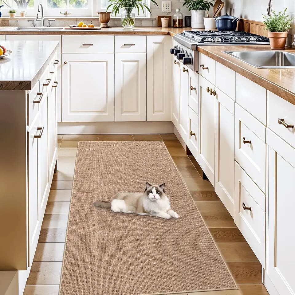 Easy Jute 2x5 Runner Rug: Non Slip Solid Color Low Pile Indoor Home Doormat
