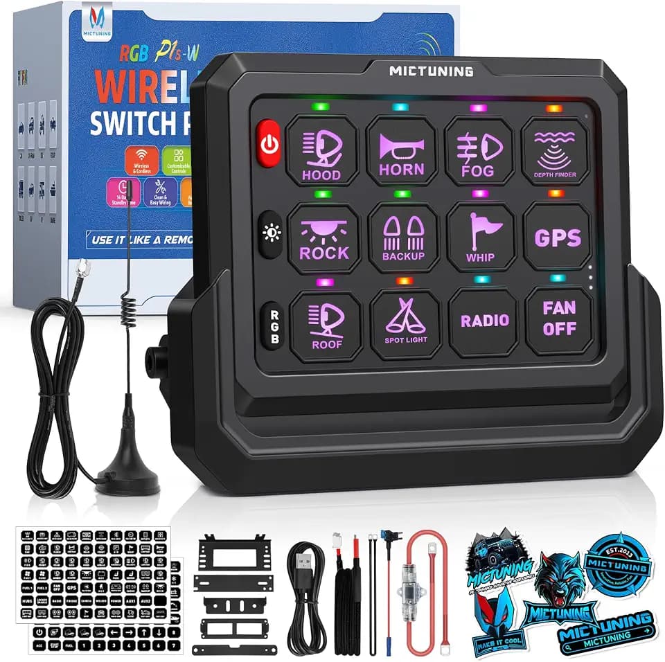 MICTUNING P1s-W 12 Gang Wireless Switch Panel, 328FT 433MHz Remote Range