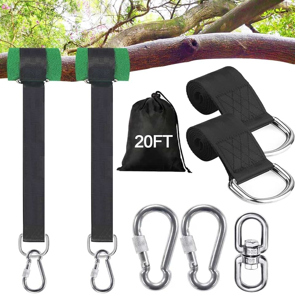 Safe Tree Swing Hanging Straps Kit, 3FT/10FT/15FT/20FT, Heavy Duty Holds 5500LBS Extra Long Adjustable Tree Swing Straps, Easy & Fast Way to Hang Any Swing or Hammock(20 FT)