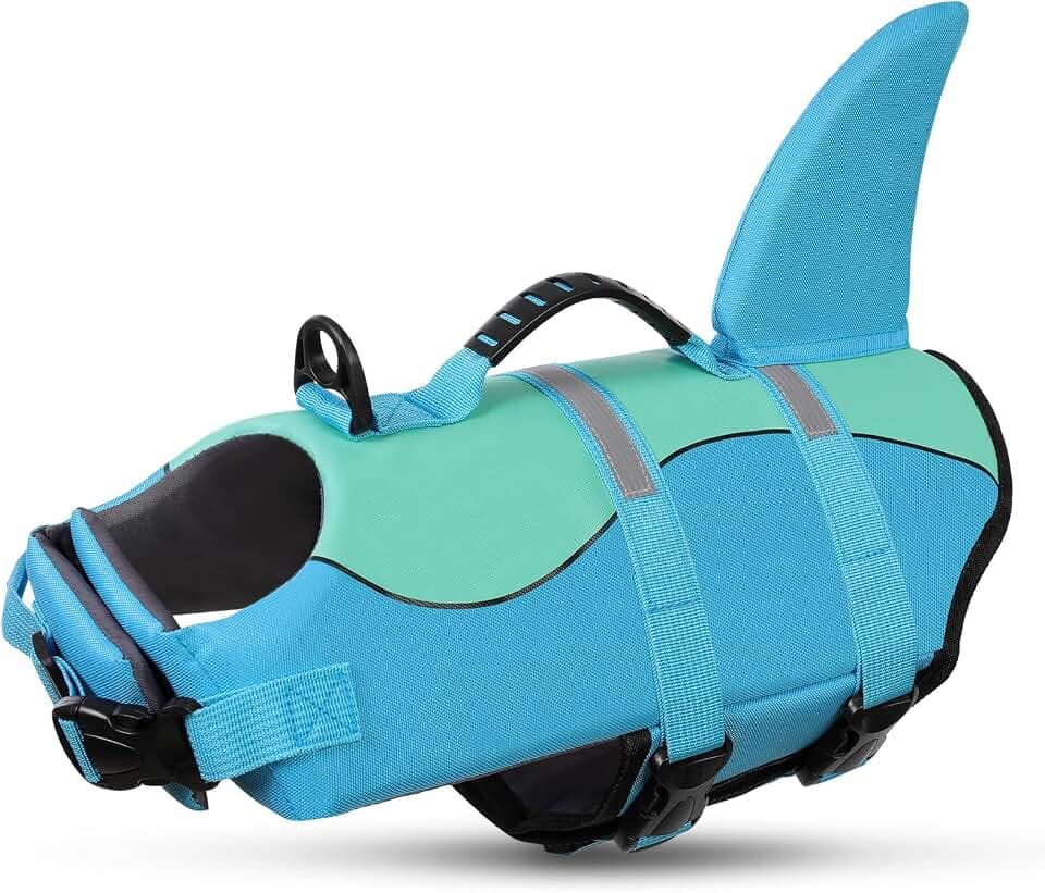 Queenmore Dog Life Jacket, Cute Shark Dog Life Vest for Swimming & Boating