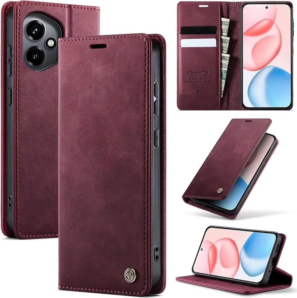 Handyhülle für Honor 400 Hülle Premium PU Leder Klappbar Stoßfeste Tasche Flip Case [RFID Blocker] Magnet Kartenfach Standfunktion Klapphülle Schutzhülle für Honor 400, Rot