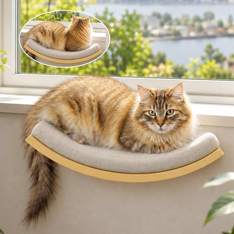 Cat Wall Shelf with Curved Hammock Bed, Wall Mounted Cat Perch