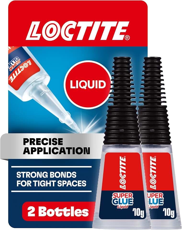 Loctite Super Glue Liquid Longneck Bottle, 10g Bottle (Pack of 2) Instant Adhesive for Plastic, Wood & Metal, Clear Superglue with Extra Long Precision Nozzle, Quick‑Dry Formula