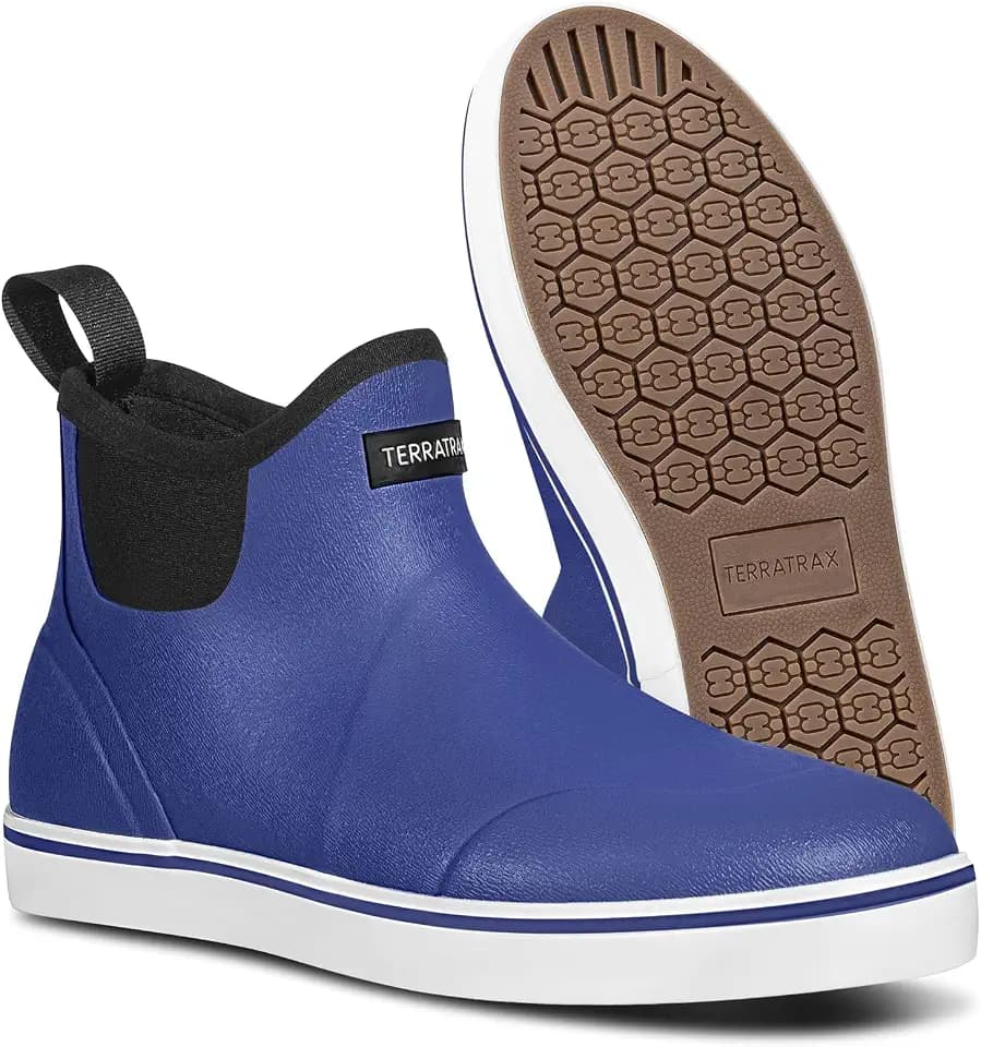 Men's Waterproof Fishing Deck Boots, Slip-On Ankle Rain Boots