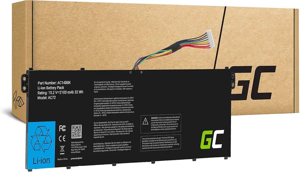 Green Cell® AC14B3K AC14B8K Laptop Akku für Acer Aspire 5 A515 A515-41G A515-51 A515-51G A515-52G A515-52G A517-51 A517-51G 7 A715 A715-71G A715-72G A717 A717-71G (Li-Polymer Zellen 2200mAh 15.2V)