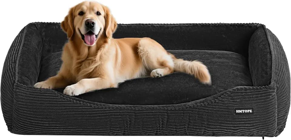 HMTOPE Hundebett Grosse Hunde XL, Abnehmbar Bezug, 110x85cm, Dunkelgrau