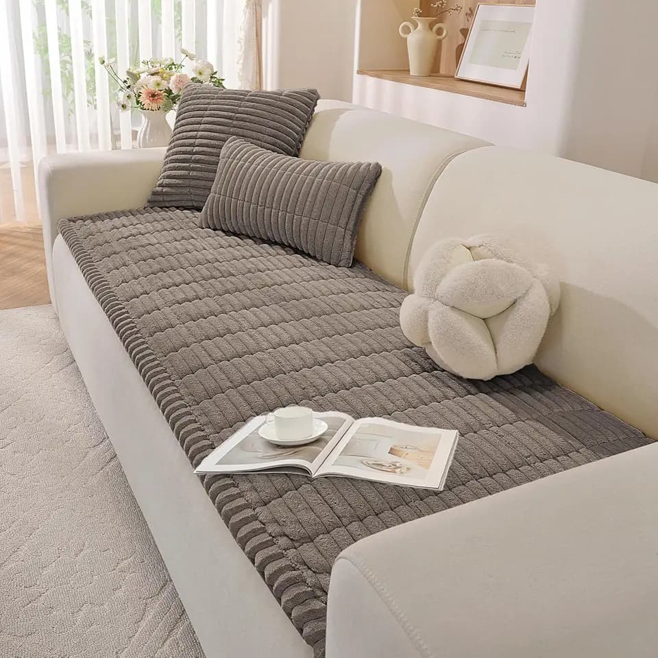 YSTELLAA Sofa Überzug Universelle 1/2/3/4 Sitzer, Anti-Rutsch Sofabezug Flanell, Neu Couch Überzug L/U Form, Gemütlich Sofa Cover Für Wohnzimmer(Kaffee, 70x150cm)