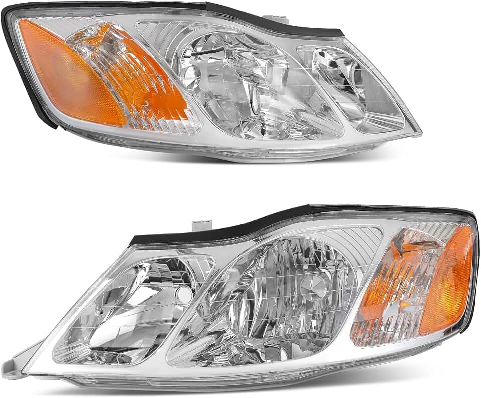 AUTOSAVER88 Headlight Assembly Compatible with 2000 2001 2002 2003 2004 Avalon Headlamp Replacement Chrome Housing Amber Reflector Clear Lens