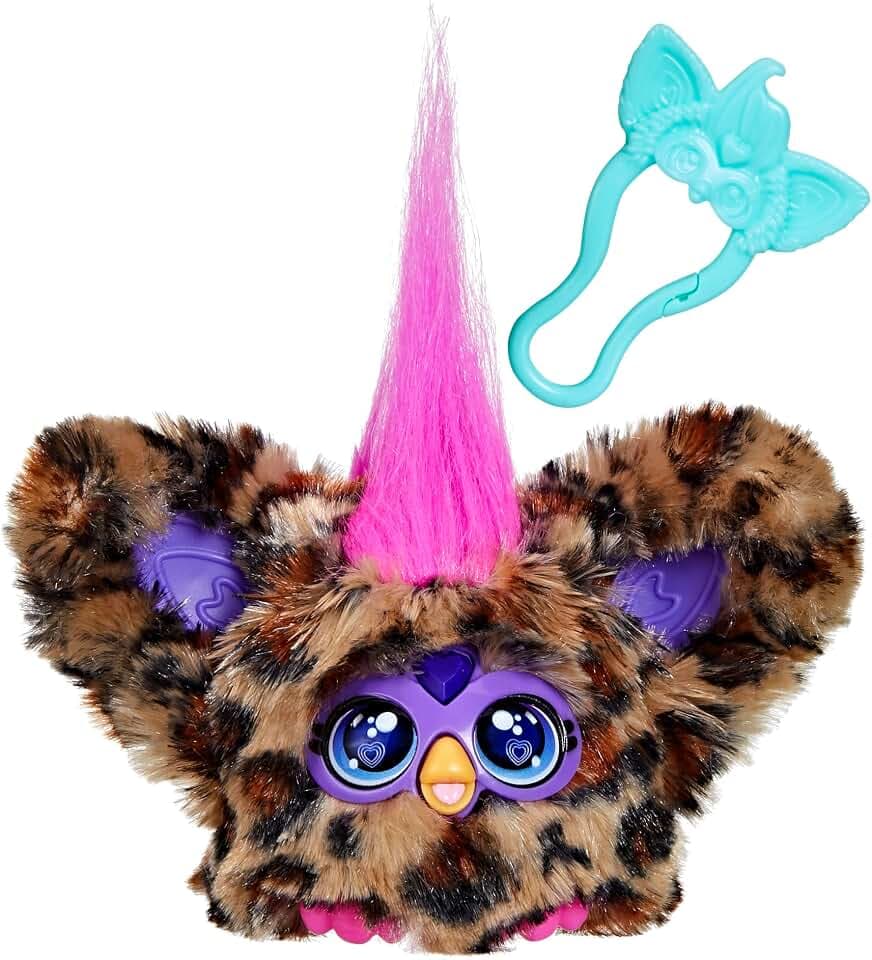 Furby Furblets Chee-Chee, elektronisches Plüschtier als gefleckter Gepard, Stofftier für Kinder ab 6 Jahren mit Musik und Schlüsselanhänger, spricht Furbisch und bewegt Sich