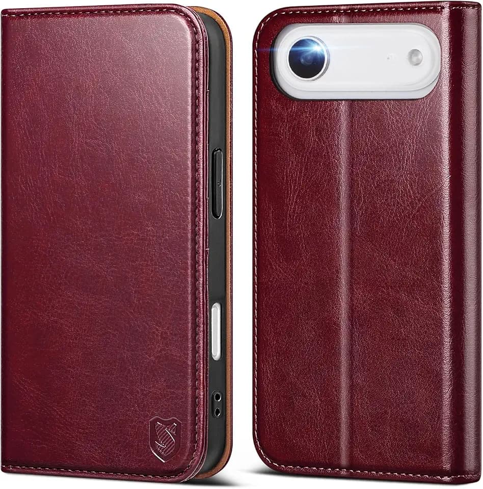 for iPhone 17 Air Wallet Case with Card Holder,Wine Red