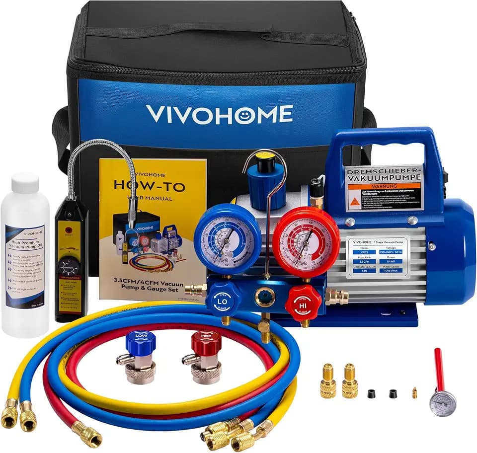 VIVOHOME 4CFM Vakuumpumpen Set Einstufige Vakuumpumpe