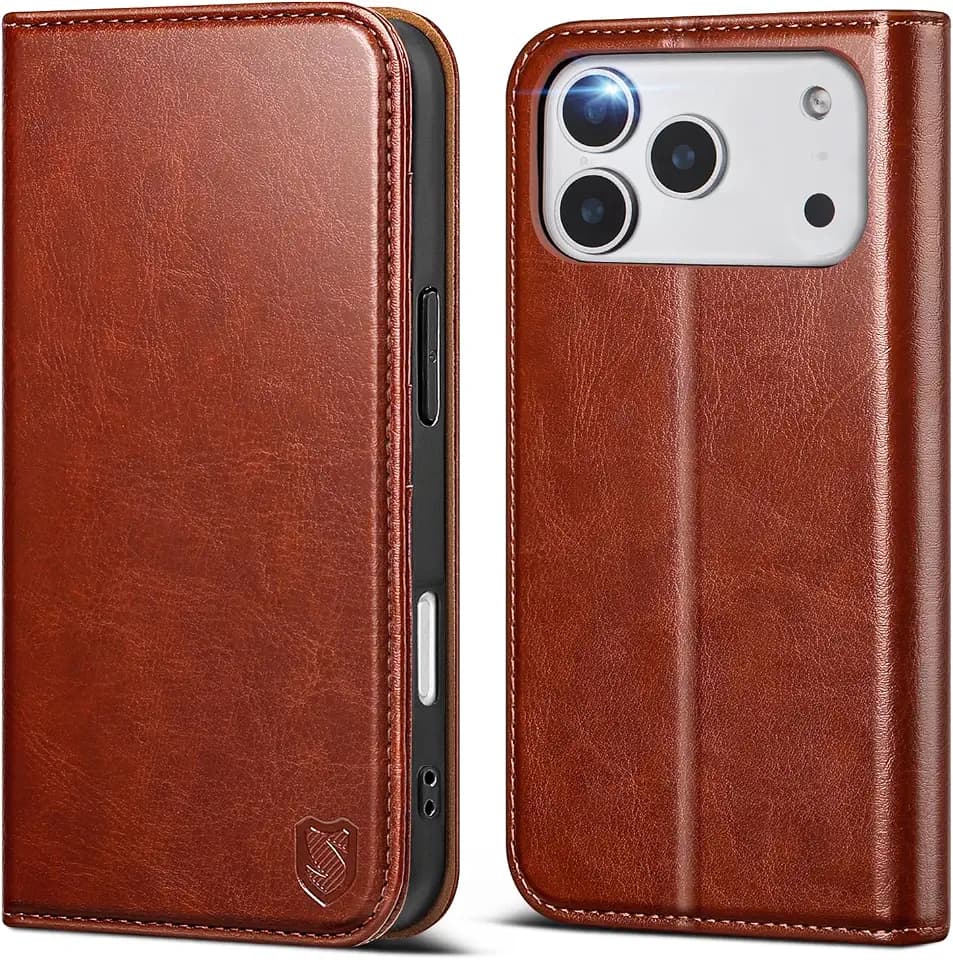 for iPhone 17 Pro Wallet Case with Card Holder,Brown