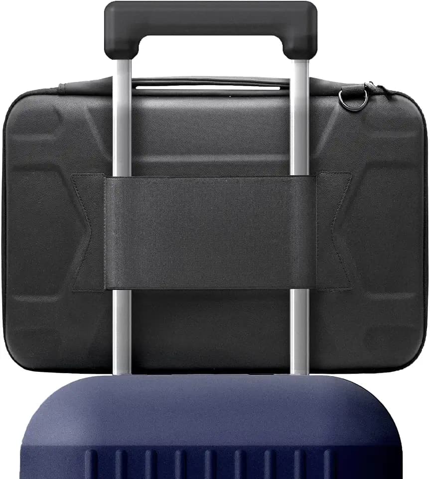 Hard Case Laptop Travel Bag for 13” and 14” inch Computers for MacBooks with Luggage Sleeve - Carrying Handle, Padded Shoulder Strap (Black)