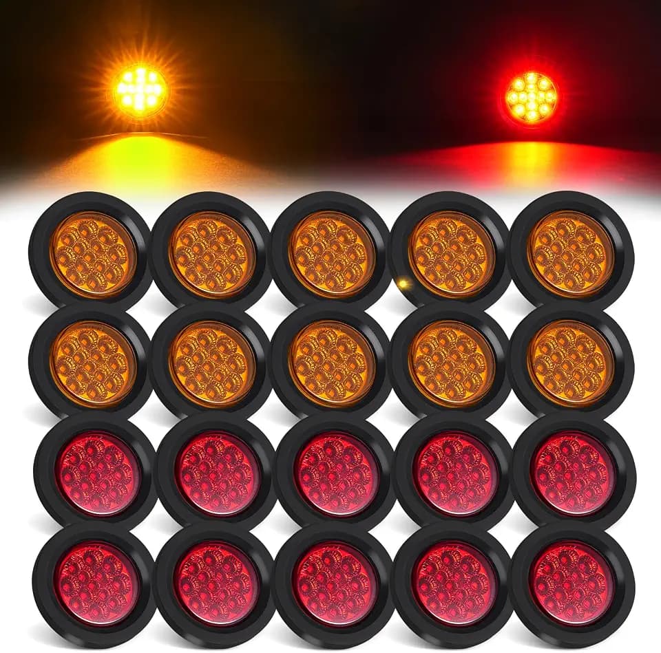 2.5 Inch Red and Amber Round 13 LED Marker Lights 2.5in Clearance Lights