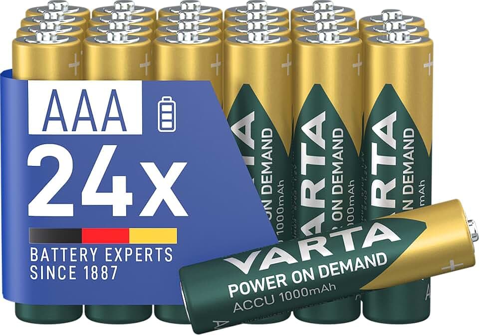 Varta Batterien AAA, wiederaufladbar, 24 Stück, Akku, Power on Demand, 1000 mAh NI-MH, vorgeladen