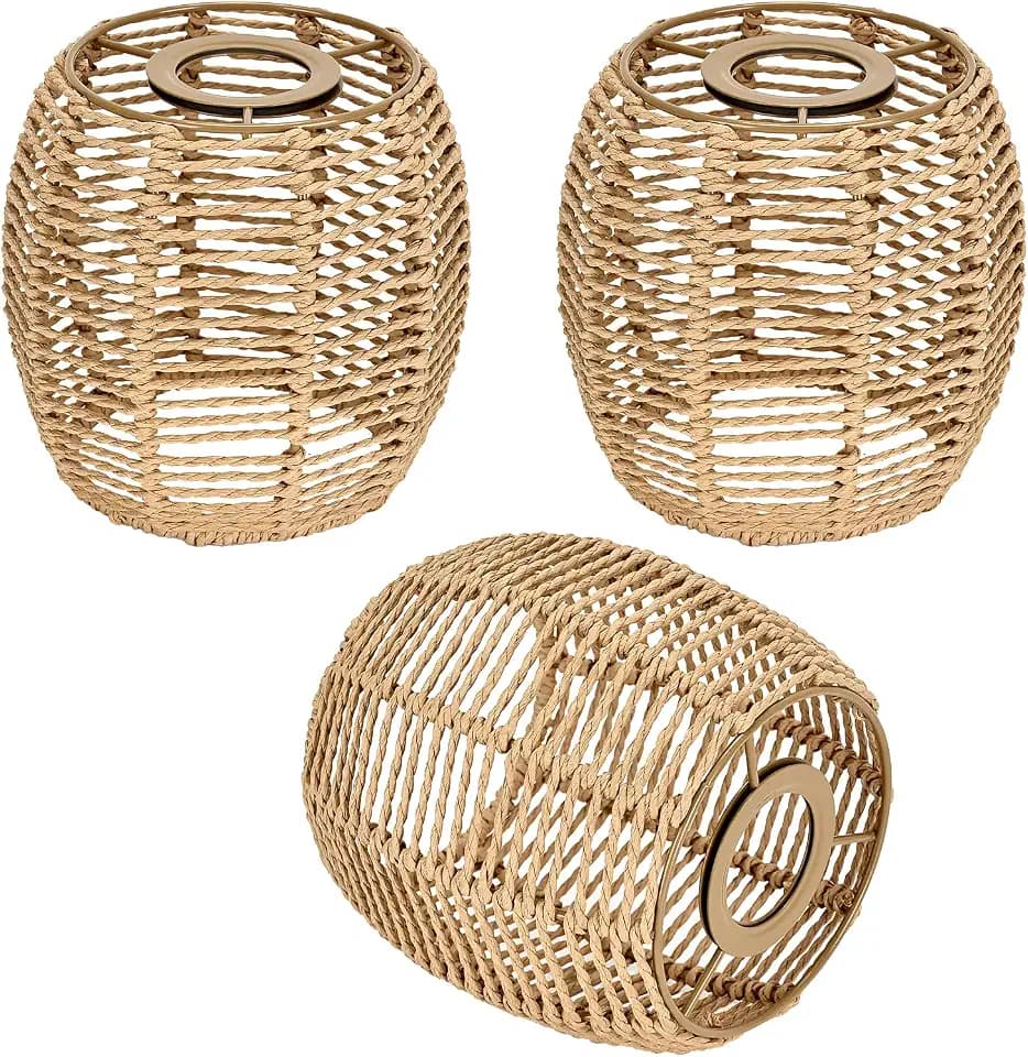 3 Pack Rattan Lamp Shade for E26 Base Pendant Light Shade