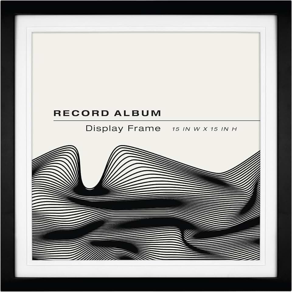 MCS Single Matted Record Album Frame, 15x15, Black