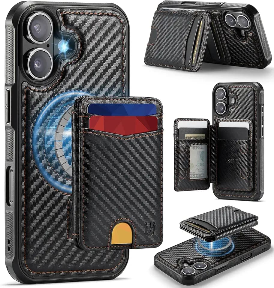 for iPhone 17 Wallet Case Compatible with Magsafe, Carbon Black