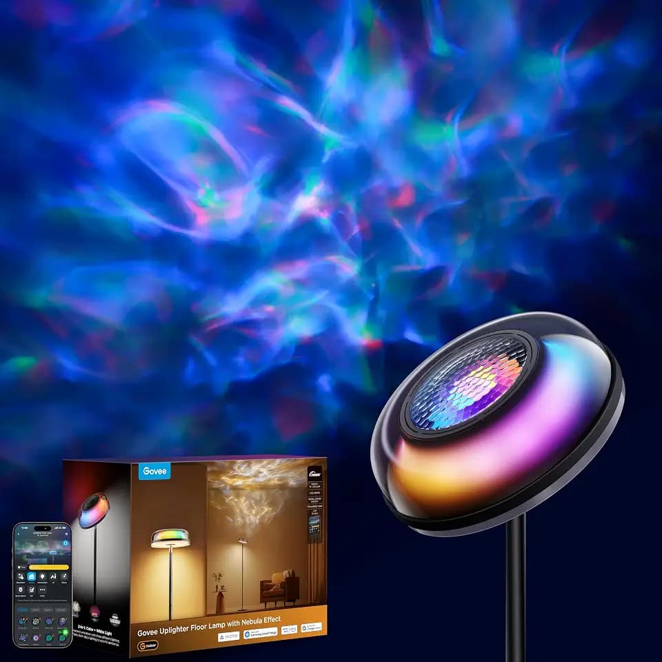 Govee Uplighter Floor Lamp with Nebula Effect, Projector for Living Room