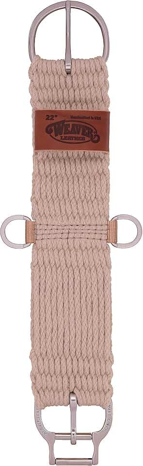 Weaver Equine Roper Horse Cinch, Mohair Blend 27 Strand Saddle Cinch Girth with Smart Cinch Buckle, Western Horse Riding Supplies, Natural