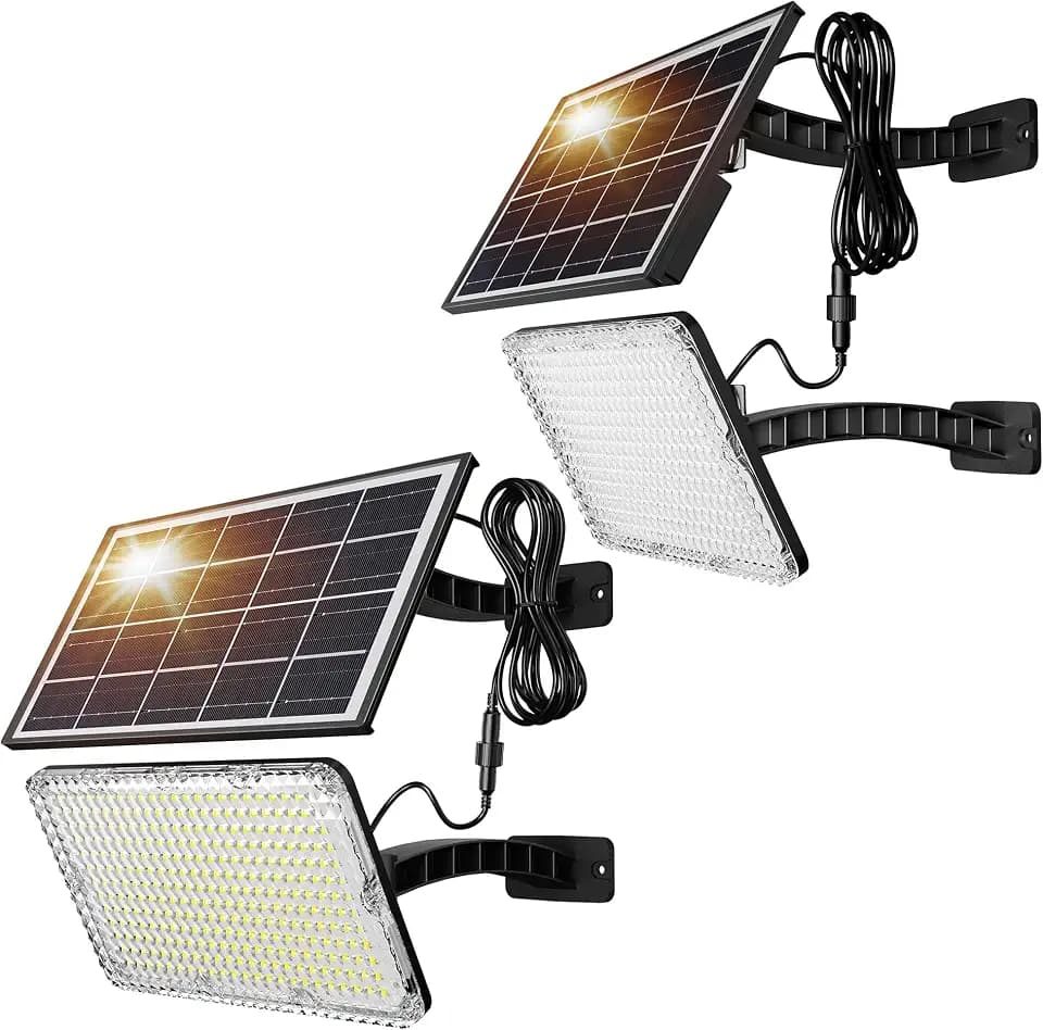 JACKYLED Solar Lights Outdoor 299 LED 1000 Lumens Bright Solar Black 2 Pack