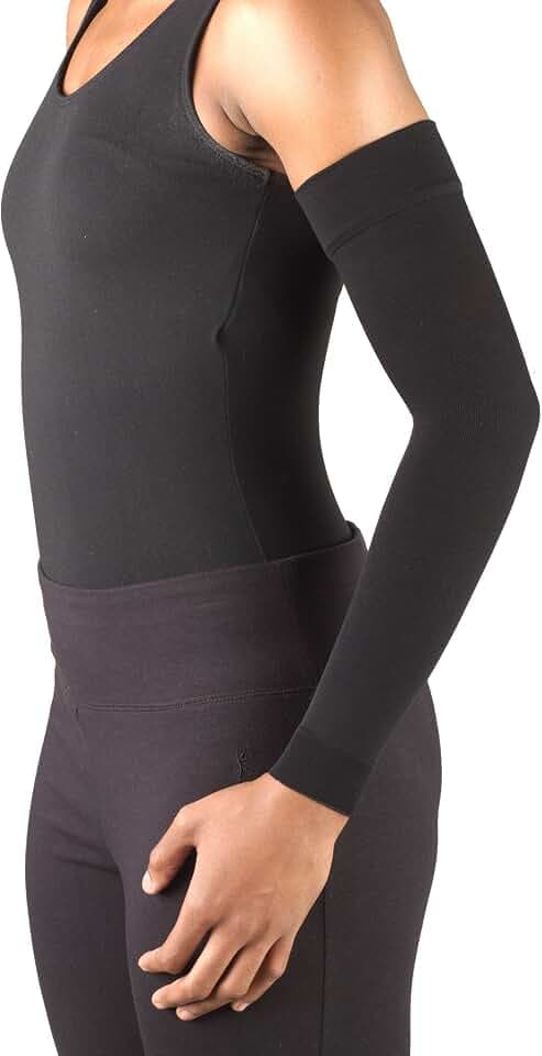 Truform Lymphedema Compression Arm Sleeve, 15-20 mmHg Post Mastectomy Support, Black, Large