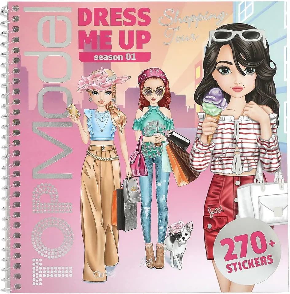 Depesche 13832 TOPModel Dress Me Up - Stickerbuch Shopping Tour, mit 24 Seiten Model Motive zum Selbstgestalten, inkl. 11 Stickerbogen