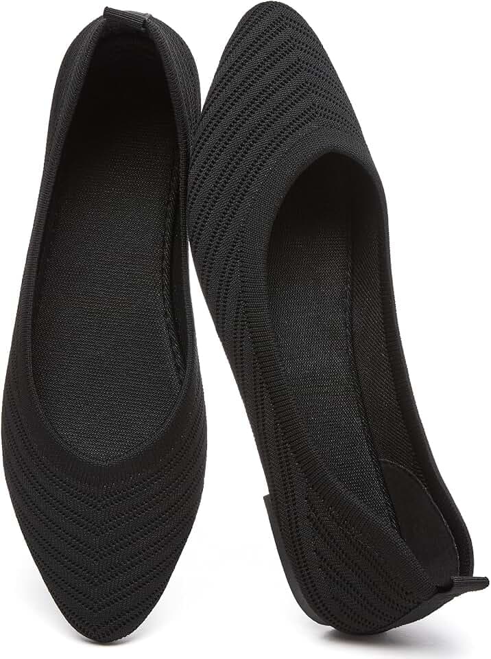 Iarus Women's Ballet Flat Shoes Mesh Knit Dress Slip on Shoes