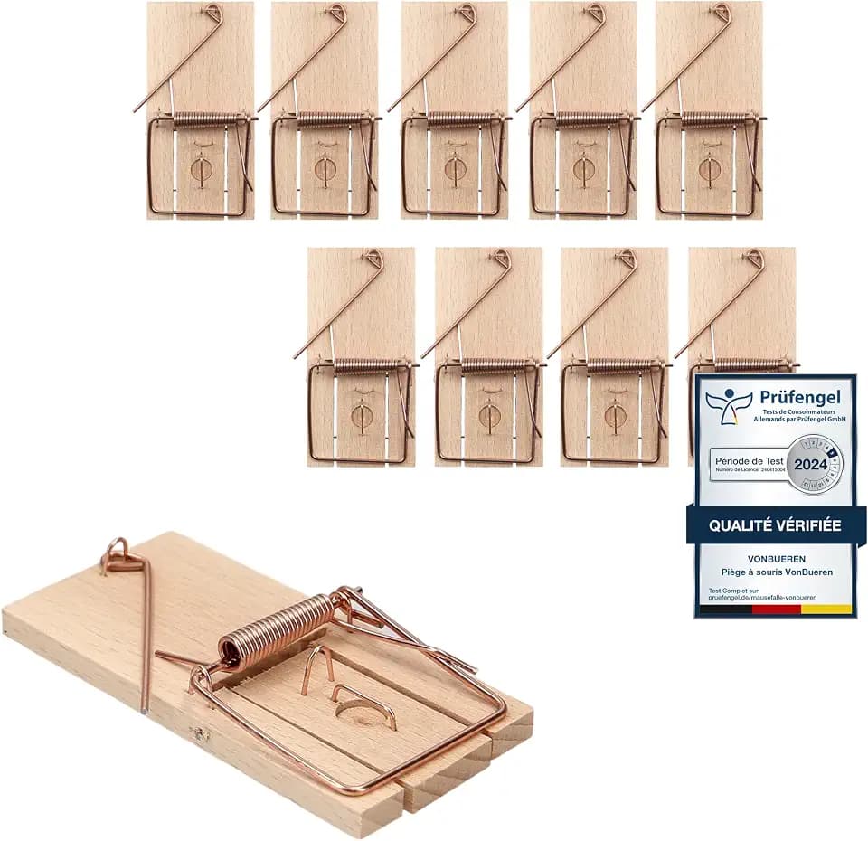 VonBueren 10x Mausefalle Schlagfalle, Mäusefalle aus Holz, Mausefallen