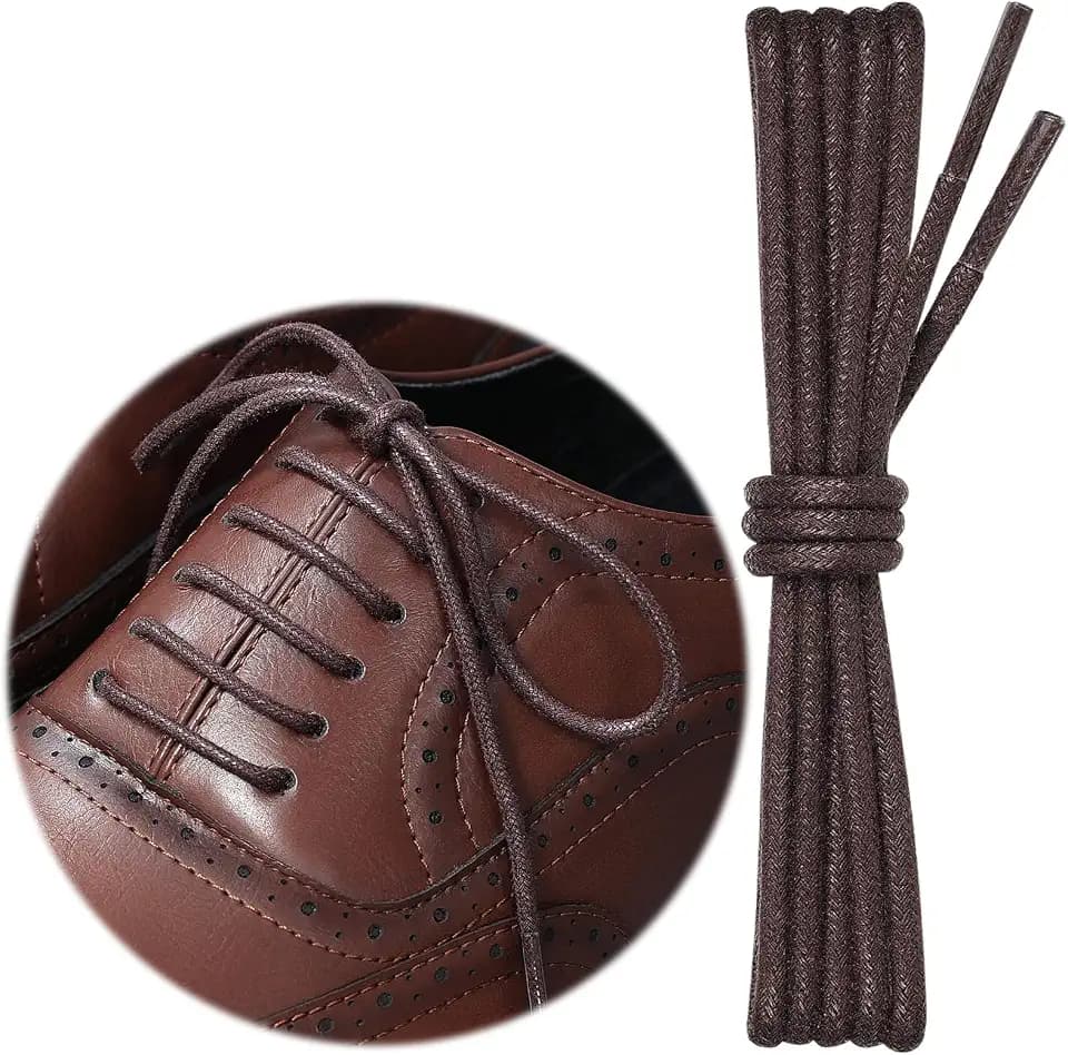 2 Pairs Dress Shoe Laces, 1/8" Waxed Round Shoelaces