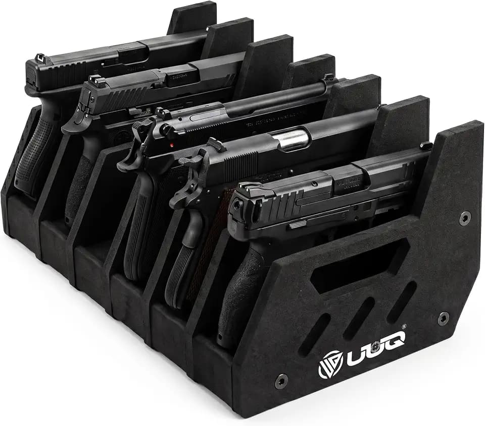 UUQ 6-Slot Pistol Rack, EVA Foam Handgun Storage Organizer, Black
