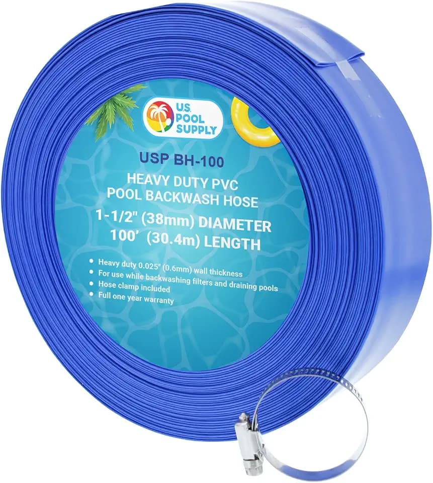 U.S. Pool Supply Pool Backwash Hose 1.5" x 100', PVC Discharge Drain Hose