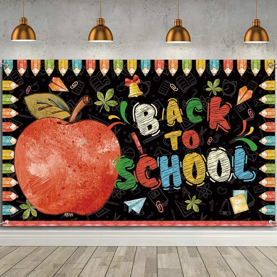 Jiudungs Back to School Photo Backdrop，First Day of School Decorations