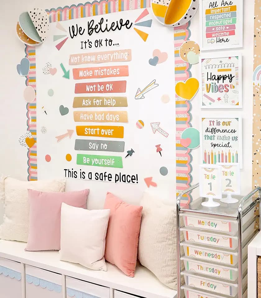 Carson Dellosa We Belong Boho Motivational Bulletin Board Set 82-Piece