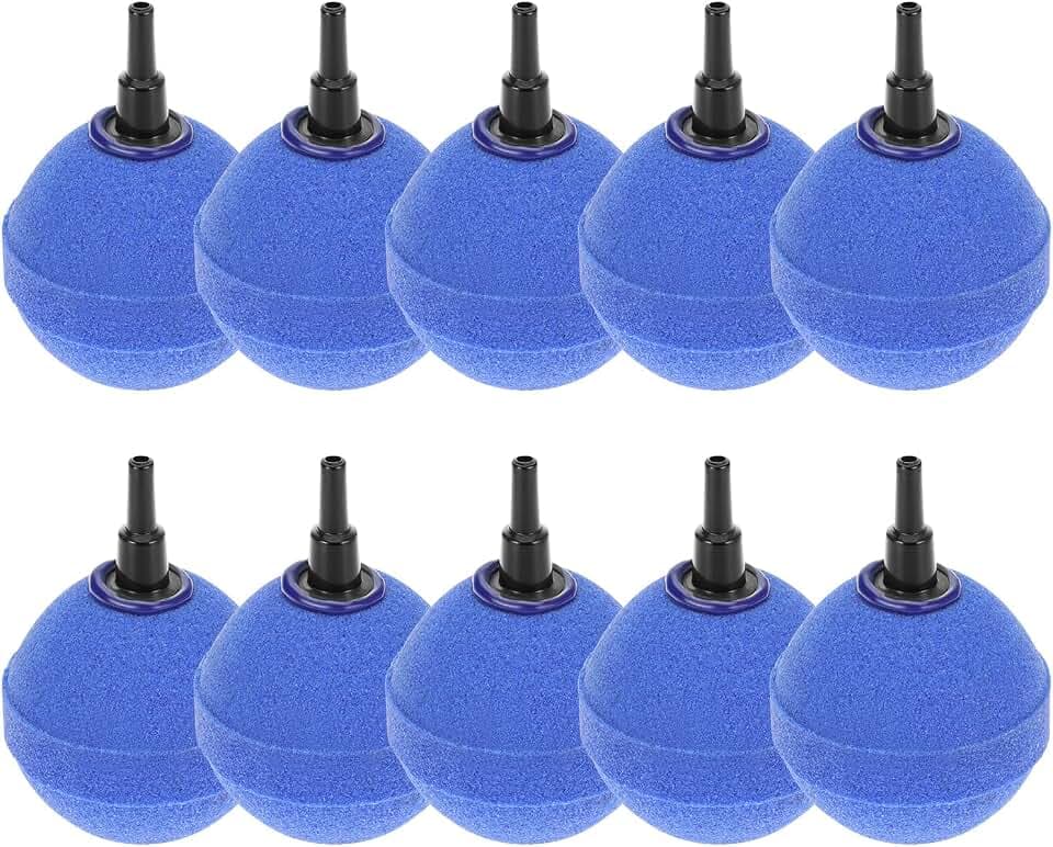 QWORK® 10er Set Aquarium Luftausströmer Kugel 5cm Blau - Sauerstoffstein Sprudler für Teich und Aquarium