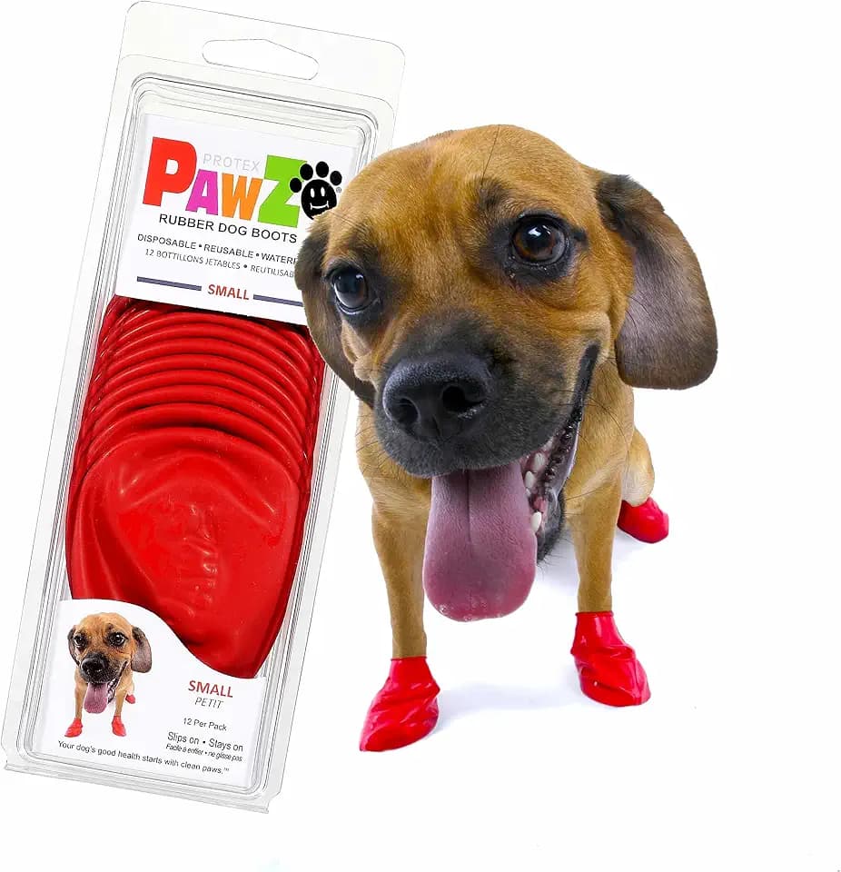 Pawz Durable All Weather Dog Boots, Red, Small