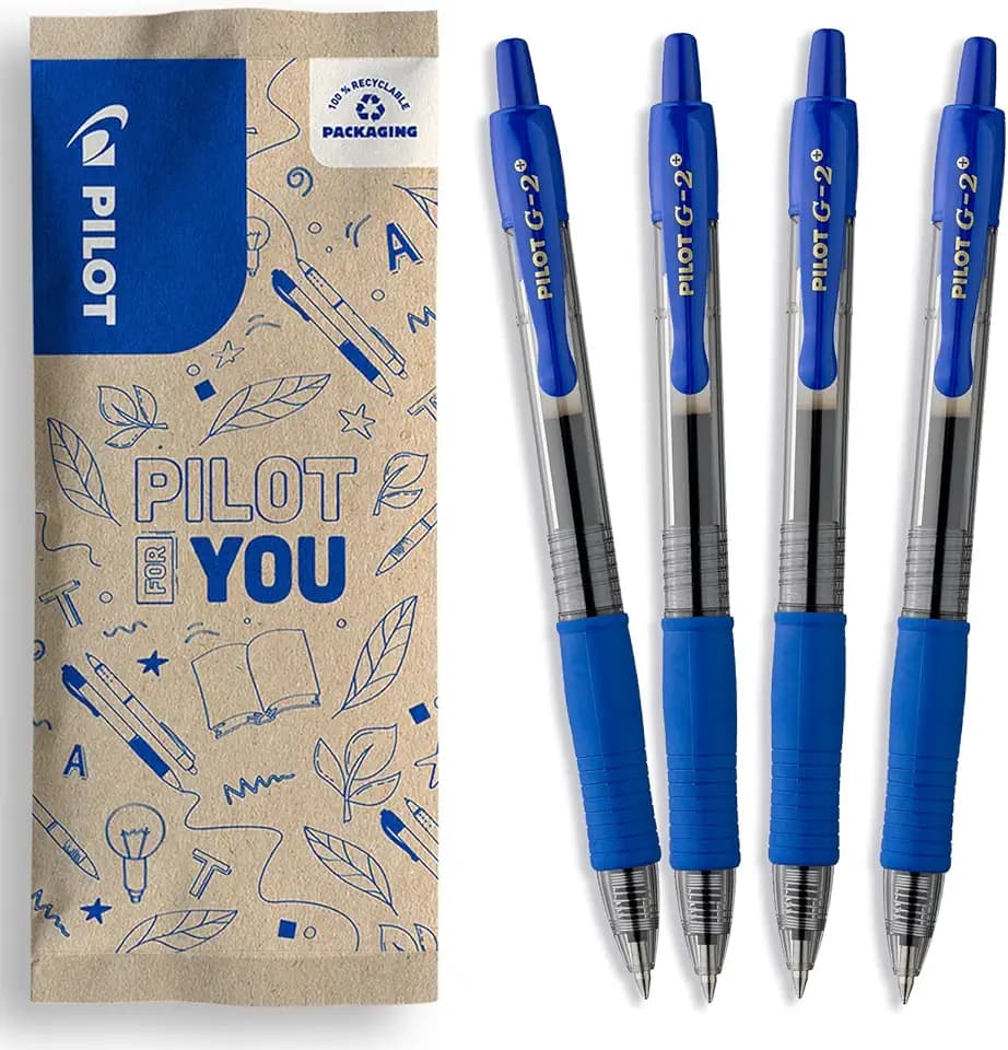 PILOT - 4er G2 Plus - Gelschreiber Druckmechanik - Blau - Mittlere Spitze
