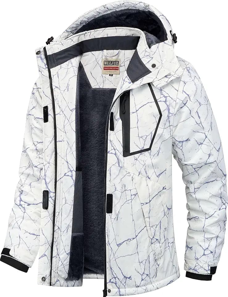 WULFUL Women's Waterproof Ski Jacket Warm Winter Coats Windproof Winter Jackets for Women Fleece Lined Windbreaker with Hood