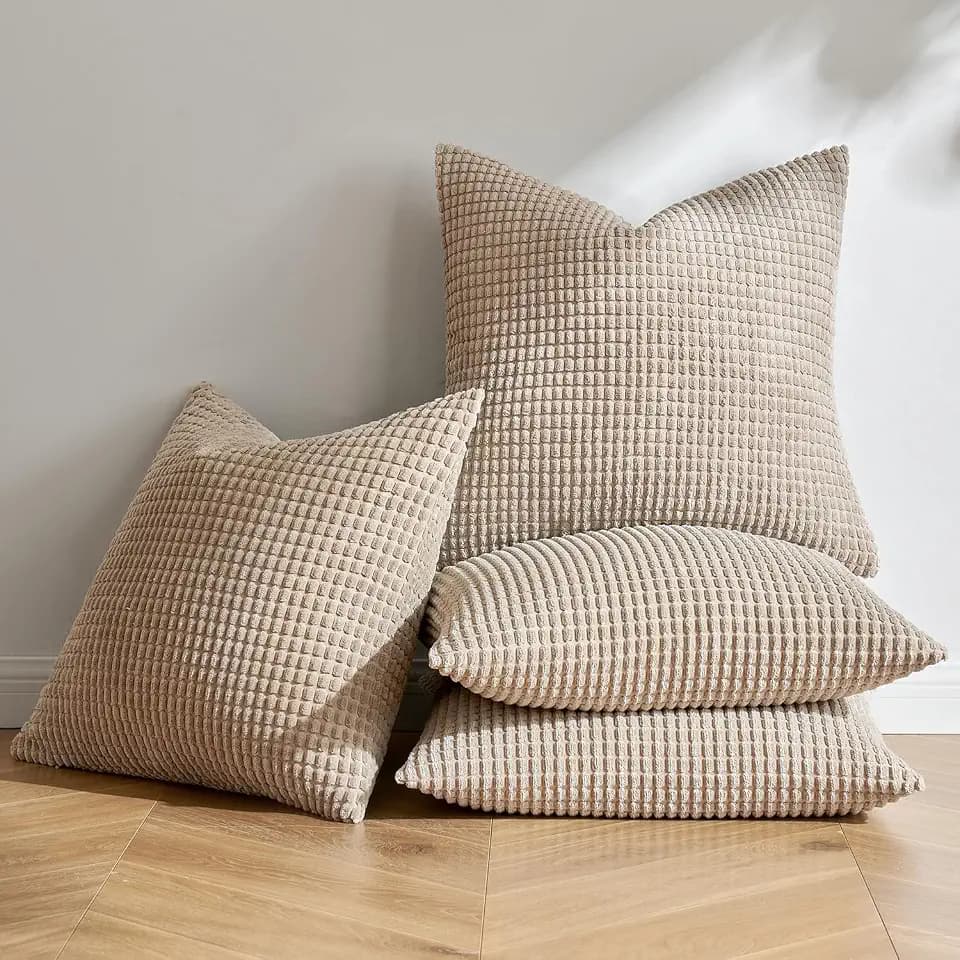 MIULEE Sandfarbe Dekorative Kordsamt Kissenbezug 45x45 4er Set Sofakissen