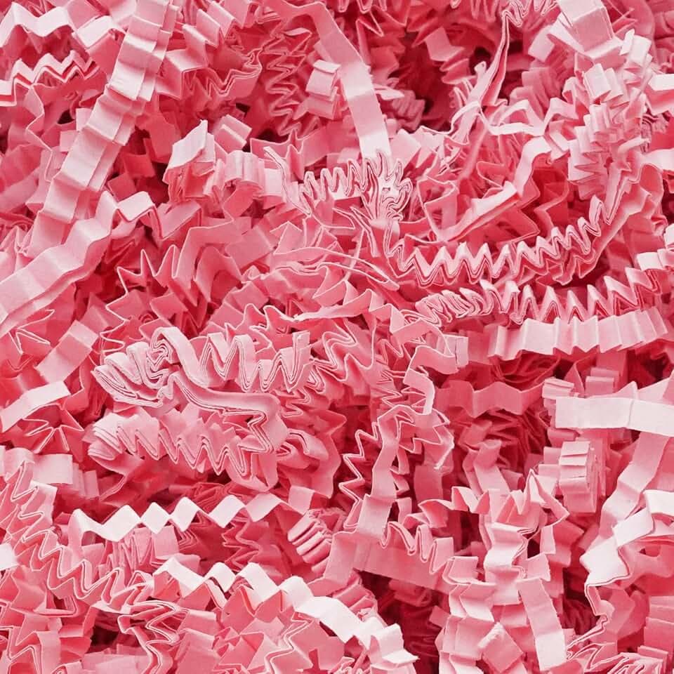 Bobobag 1 LB Pink Crinkle Cut Paper Shred Filler, Decorative Shredded Paper for Gift Baskets and Box Packaging, Perfect for Weddings, Birthdays, Party Favors, Mother's Day & Valentine's Day Gifts