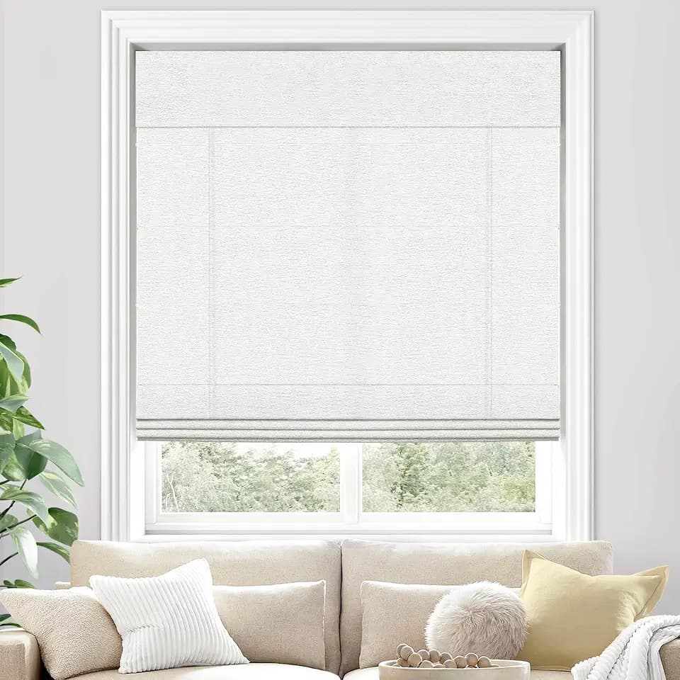 UNISHADES Cordless Fabric Roman Shades, 33 3/4" W × 60” H Natural