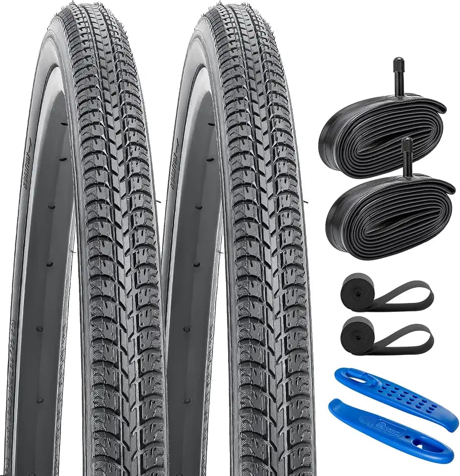 2 PCS 26x1 3/8 (37-590) Road Bike Tires and Bike Tubes Schrader Valve