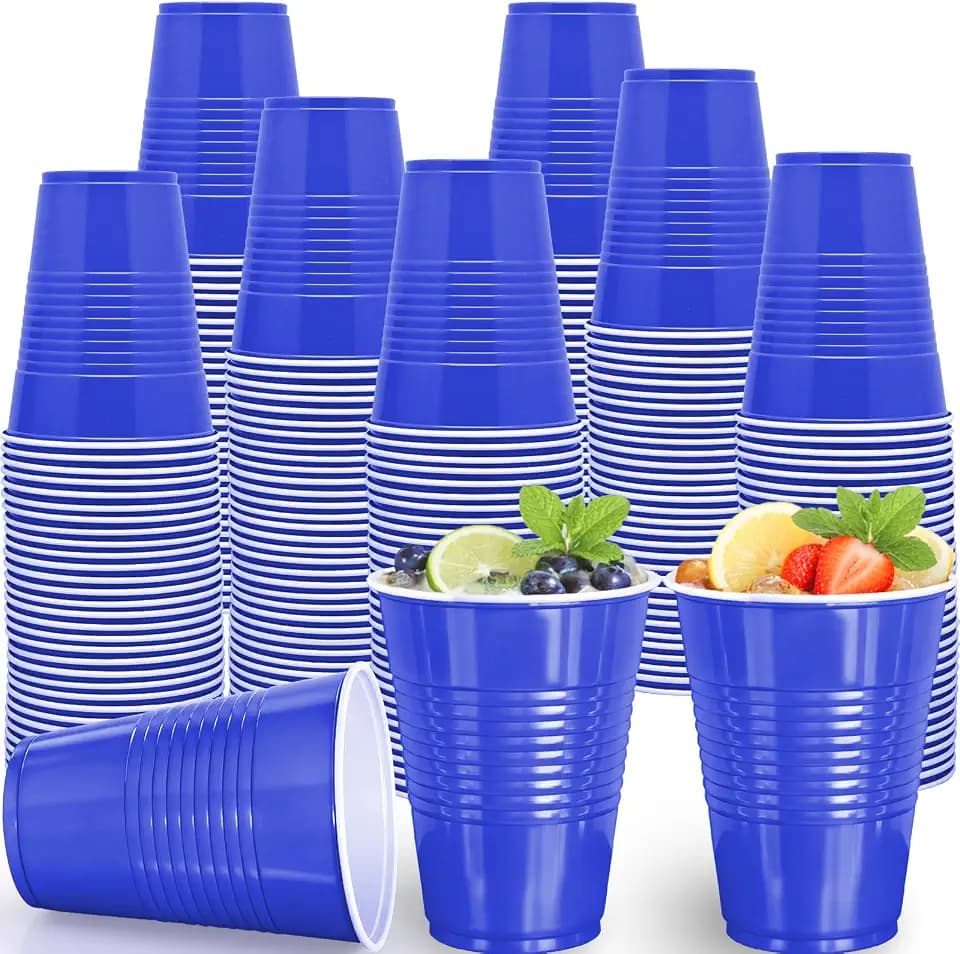 200 Pack Blue Plastic Cups 16 oz, Disposable Blue Solo Cups