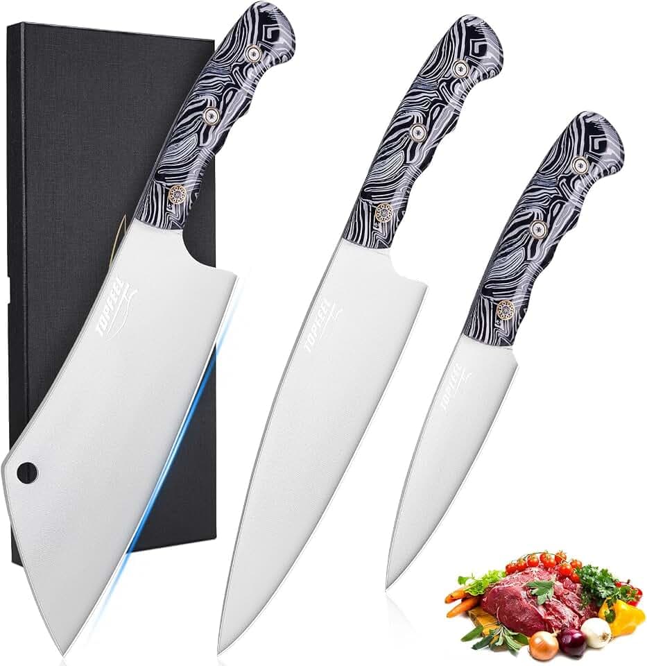Topfeel 3-Piece Kitchen Knife Set, 5Cr15MoV High Carbon Stainless Steel