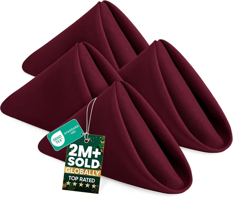 Utopia Home [24 Pack, Burgundy] Cloth Napkins 17x17 Inches, 100% Polyester